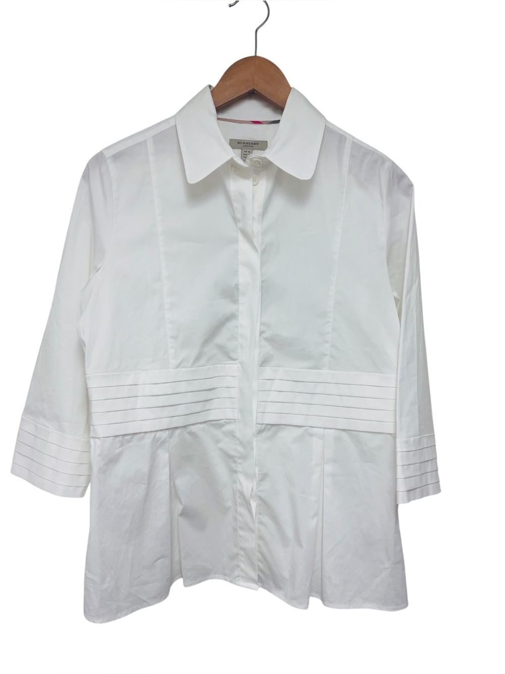 NWT Burberry Crisp White Cotton Button Front Blouse
